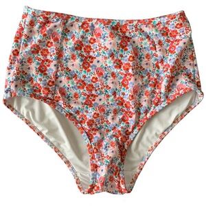 SHOSHANNA Women’s Magenta Floral High-Waist Bikini Bottom Full Seat Coverage S